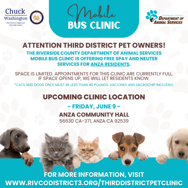 Anza Mobile Bus Pet Clinic Supervisor Chuck Washington District 3
